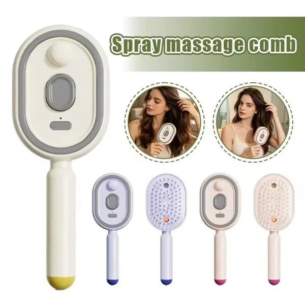 Electric Air Cushion Detangling Comb – Nano Mist Hydrating Hair Brush